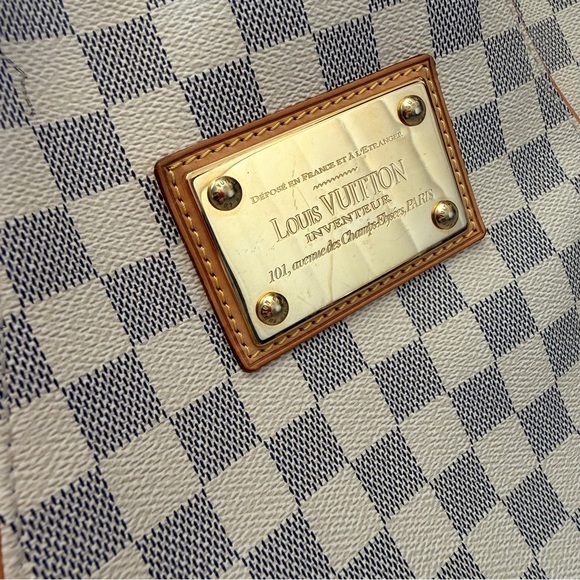 Louis Vuitton Galliera PM Damier Azur Hobo Shoulder Bag Leather Trim Authentic - Picture 7 of 14